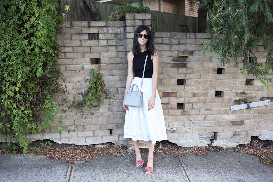 ASOS crop top lover jupiter skirt teddy blake bag