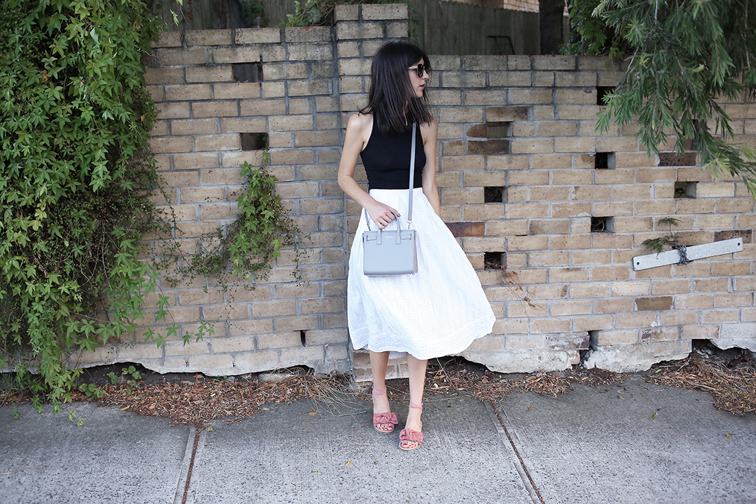 ASOS crop top lover jupiter skirt teddy blake bag