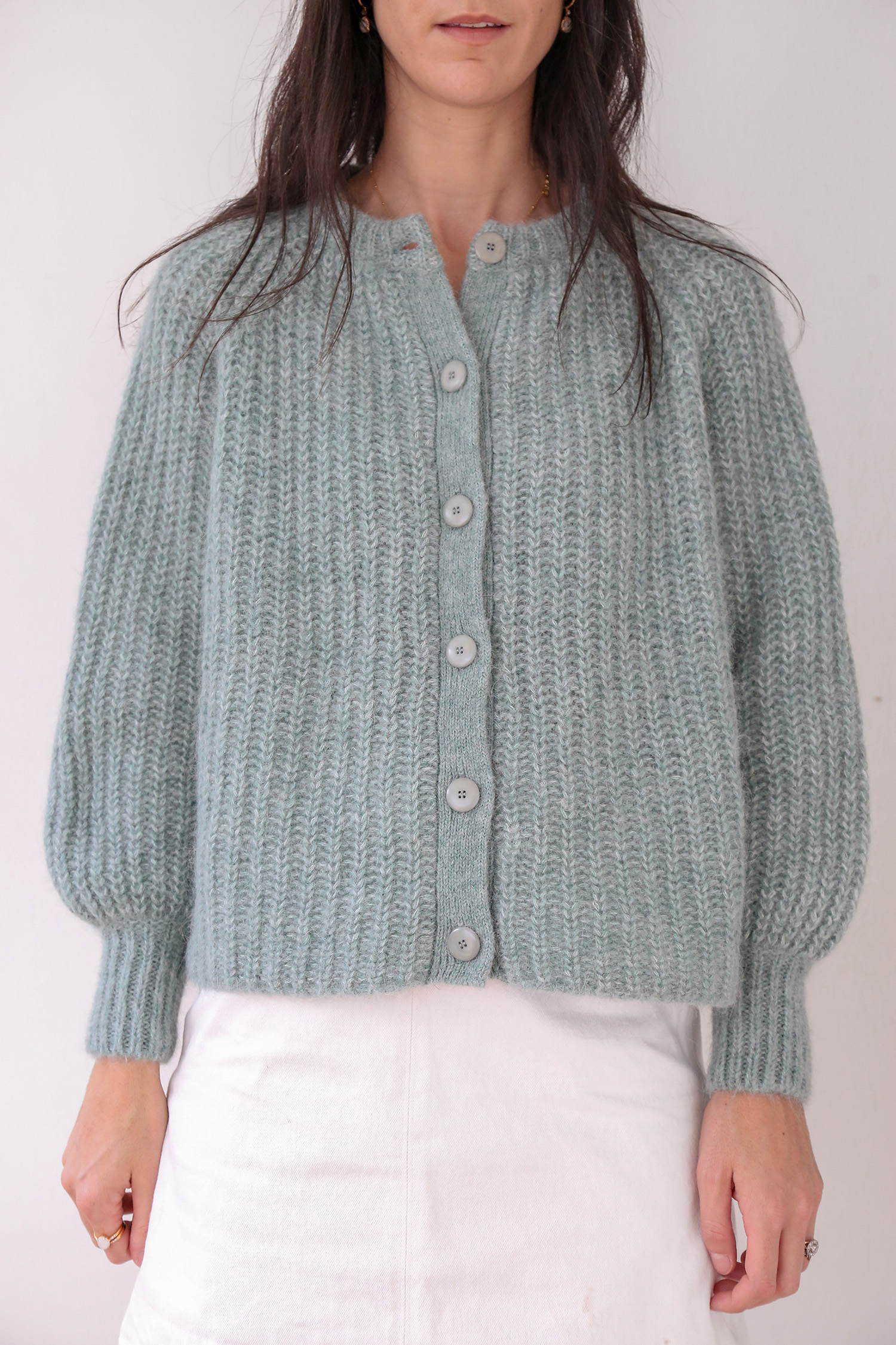Sezane Emile Cardigan in Sea Mist