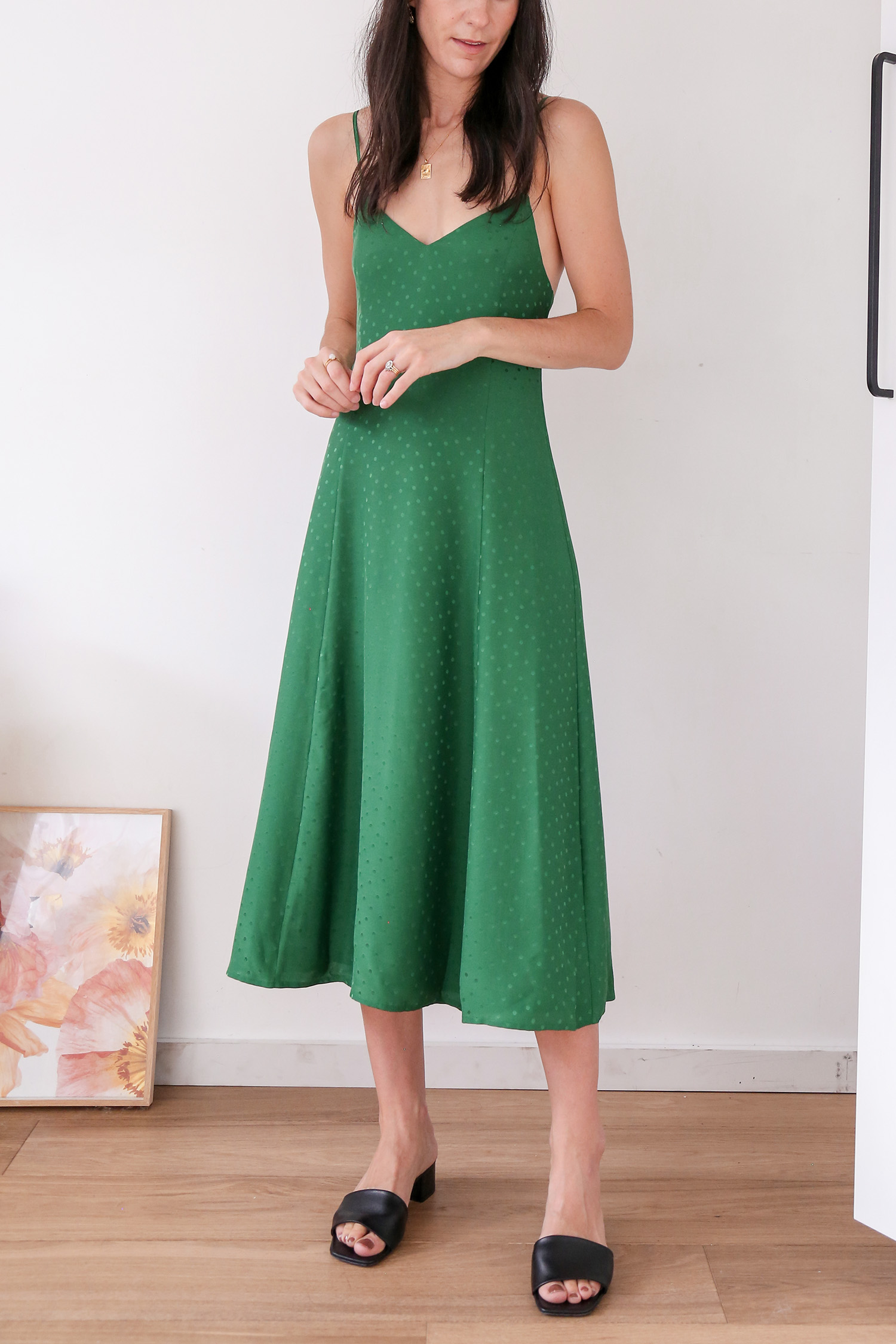 Sezane Aloise Dress in Emerald Green